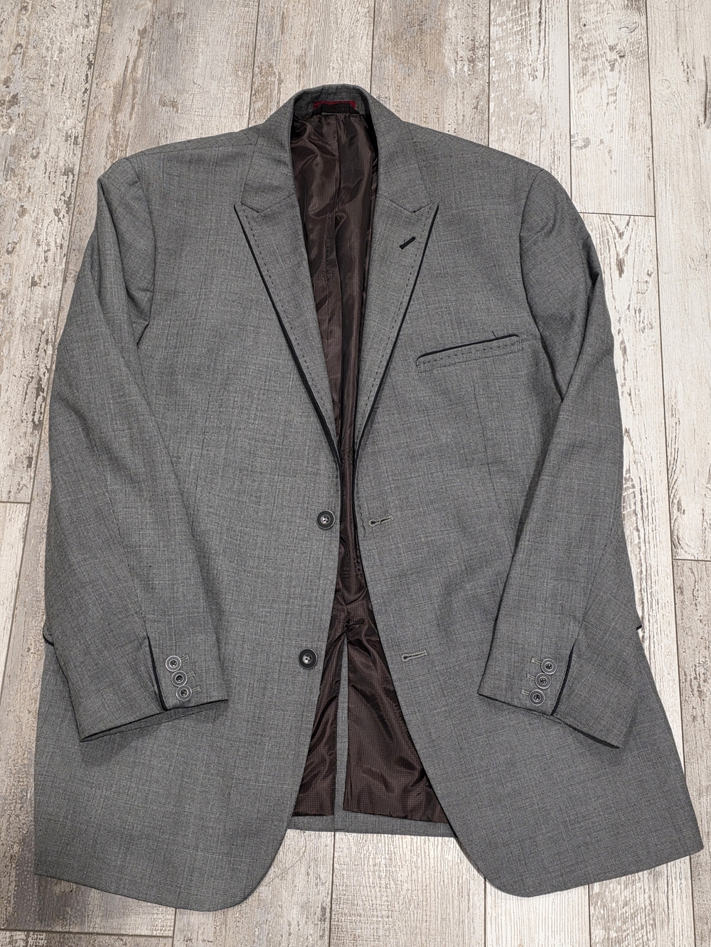 XL 46-48 Men's Alfani Slim Fit Stretch Blazer Gray Peak Lapel Sport Coat Soft